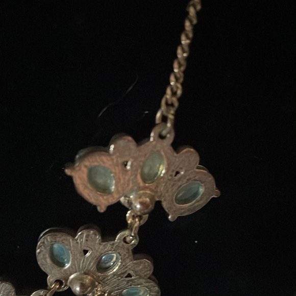 Vintage cerulean floral rhinestones bib necklace - Picture 6 of 7